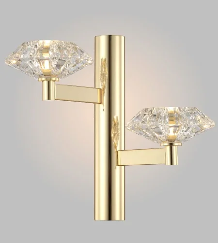 Бра REBECA AP2 GOLD Crystal Lux прозрачный на 2 лампы, основание золотое в стиле современный  фото 2